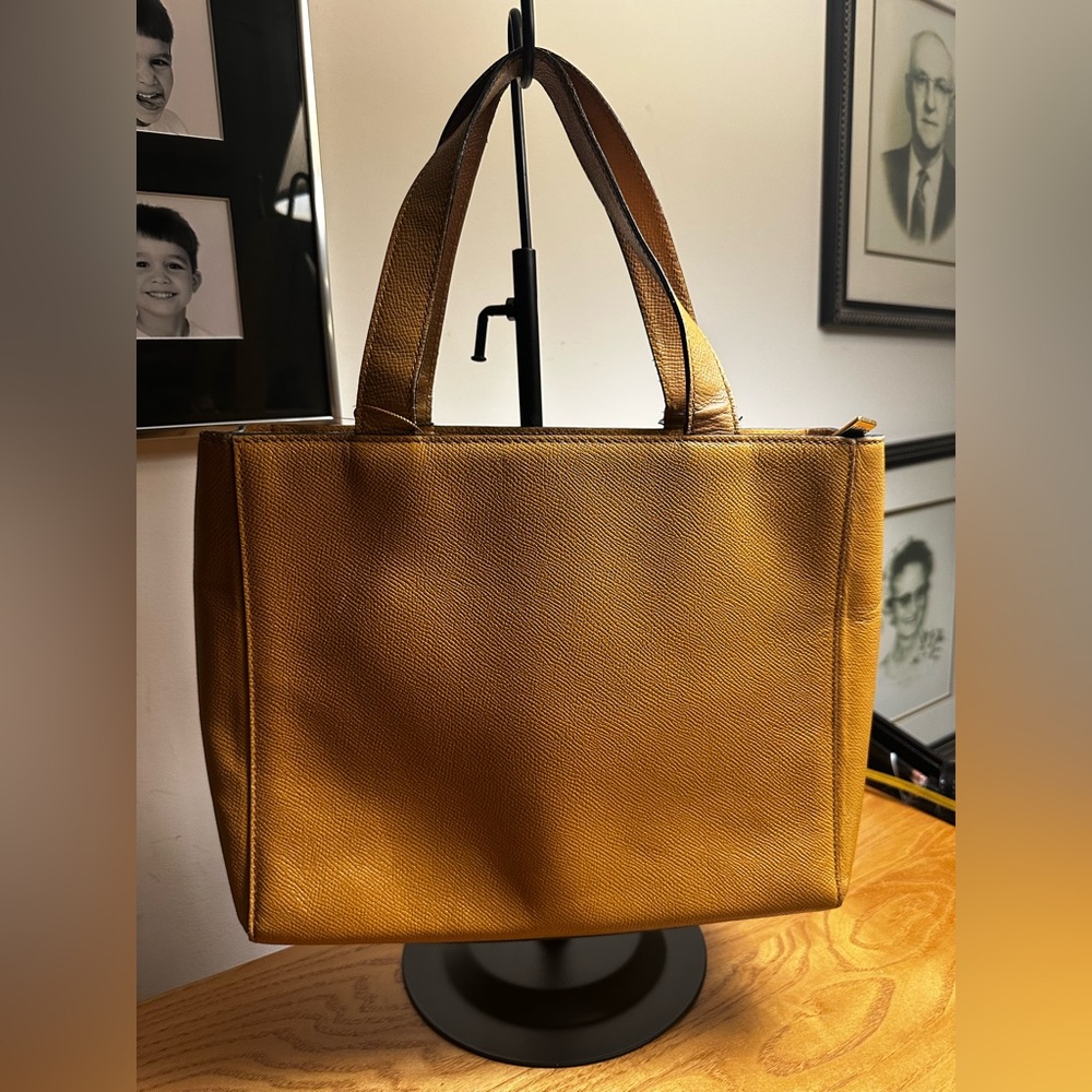 Celine Goldenrod Leather Square Tote Bag w/Crossbody Strap - Picture 3 of 15